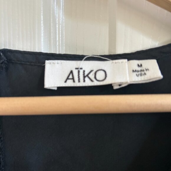 AIKO Dress Jersey Silk Panel SZM Women's Norma Black LS Flows Light Minimalist - Picture 7 of 9